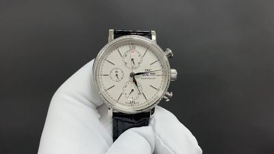 TW Factory IWC Portofino 42*13.5mm Dandong 7750 Movement Black Italian Calfskin Leather Strap Grey Markers Watch